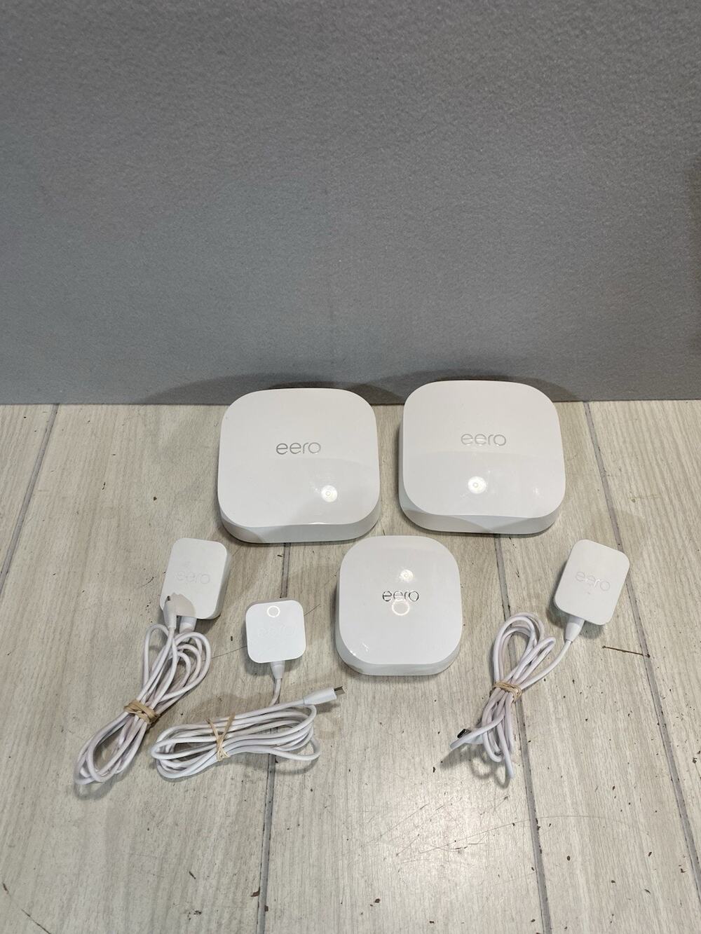 Eero Pro 6E Wi-Fi White 1.9Gbps w/ Power Adapters Lot Of 2 With Extender Bundle